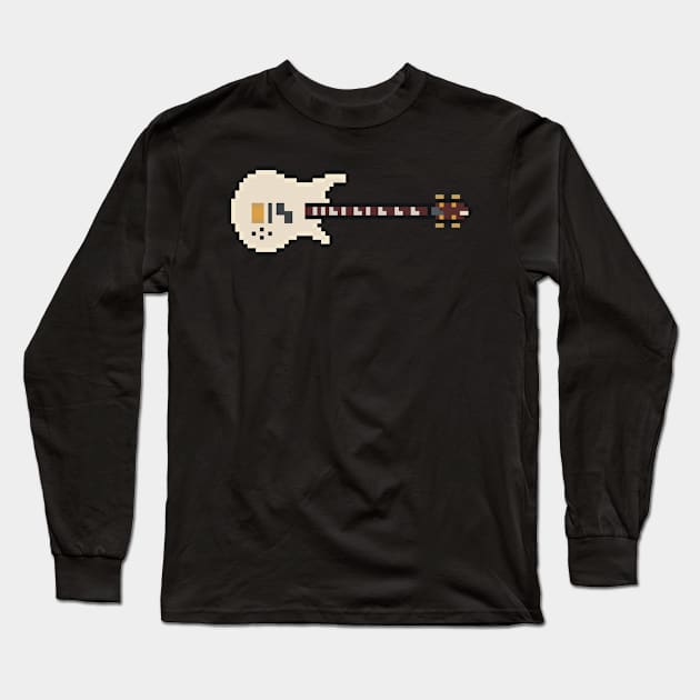 Pixel White Euro Style Bass Guitar Long Sleeve T-Shirt by gkillerb